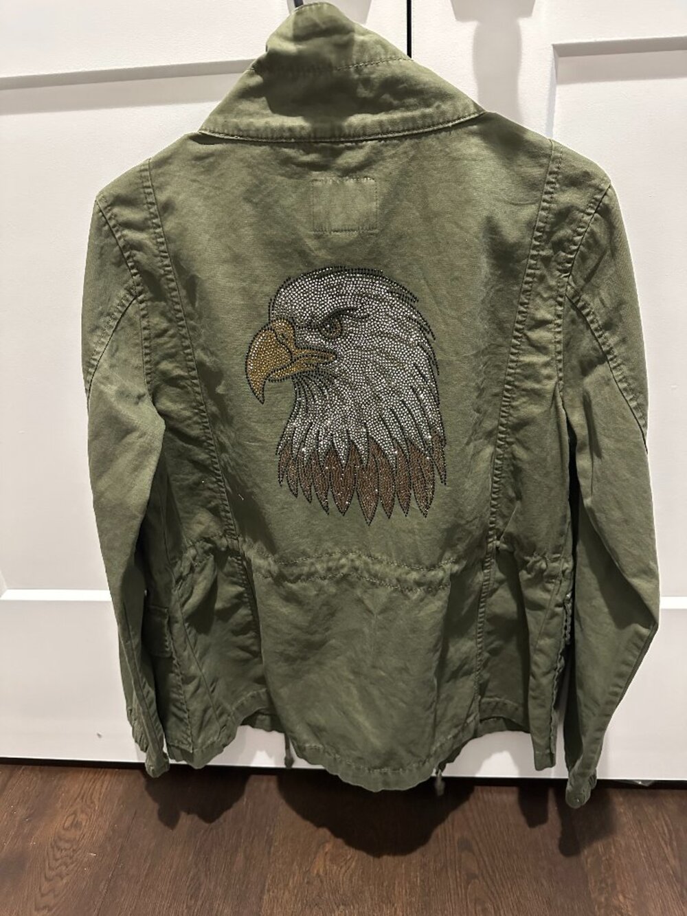 Philadelphia Eagles Green Utility Jacket with Rhinestone Eagle Head & Patch (M)